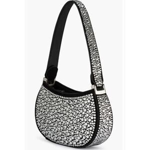 Olga Berg Revolve Black and Silver Rhinestone Crystal Shoulder Bag Mini Purse